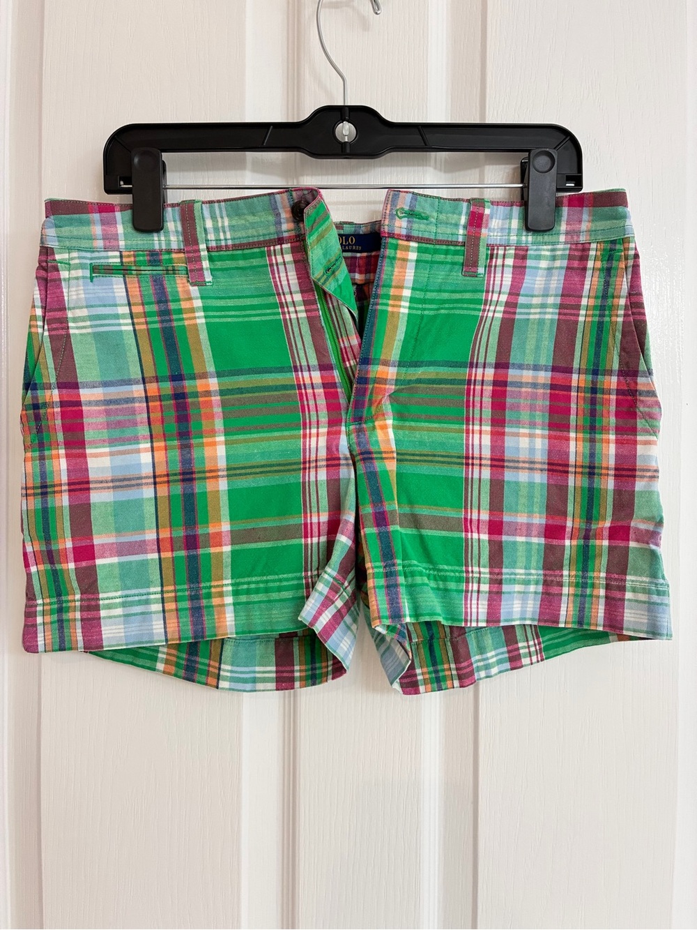 POLO Ralph Lauren Multi-Color Green Plaid Flat-Front Shorts
